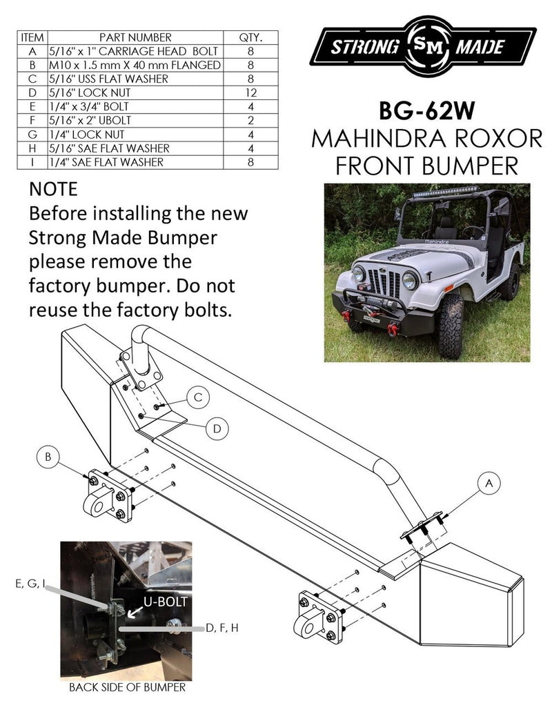 StrongMade Front Bumper Roxor - GritShift